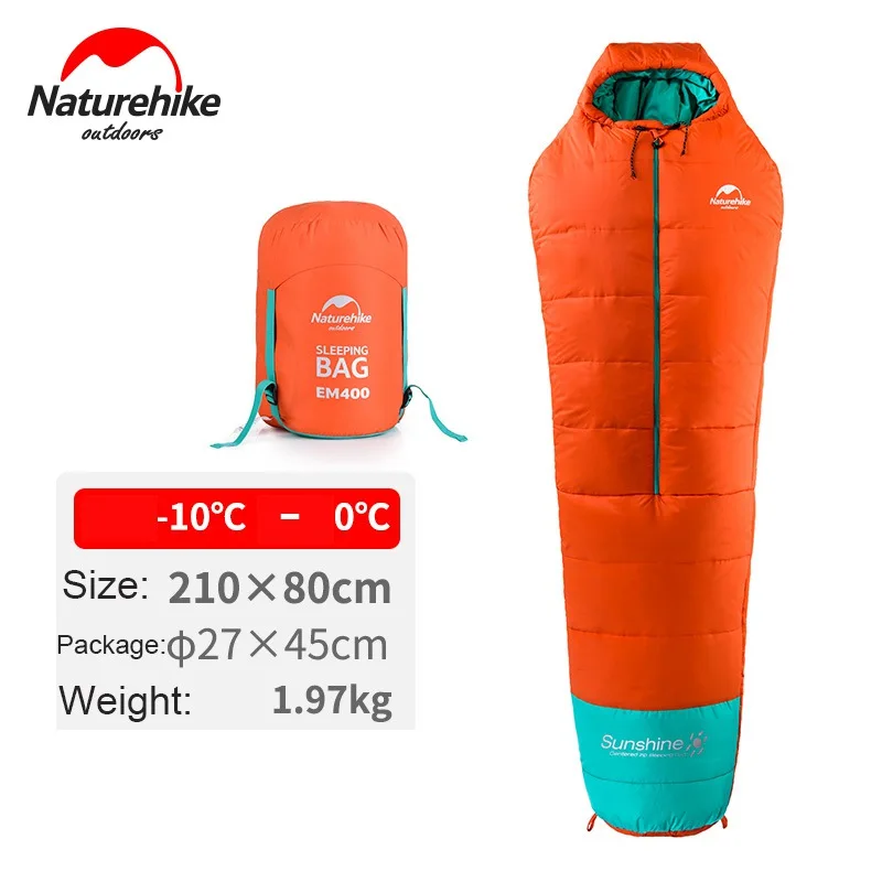 Orange 1970g Naturehike уличный спальный мешок для кемпинга, походный, мумия, хлопок, со средней молнией, супер длинный зимний сверхлегкий спальный мешок для путешествий - Цвет: Orange 1970g