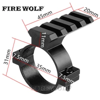 fire wolf 35mm ring scope tube flashlight laser 20mm weaver picatinny rail mount adapter aluminum hunting accessories