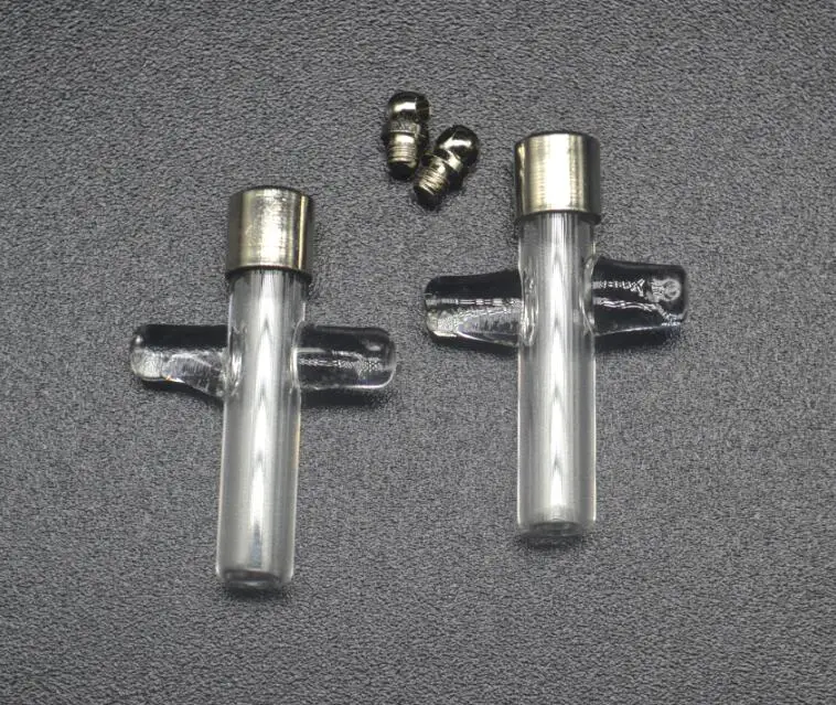 100pcs 36.5*20.5*6mm wholesale SCREW CAP cross glass vial pendant wish bottle perfume essential oil name on rice | Дом и сад