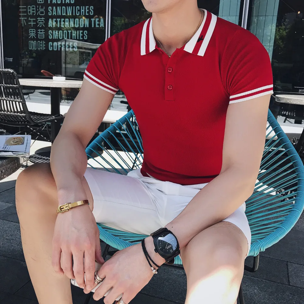 England Style Gentlemen Polo Summer Short Sleeve Knitted Men Shirt Classic Casual Business Homme Breathable Tops Tees | Мужская одежда