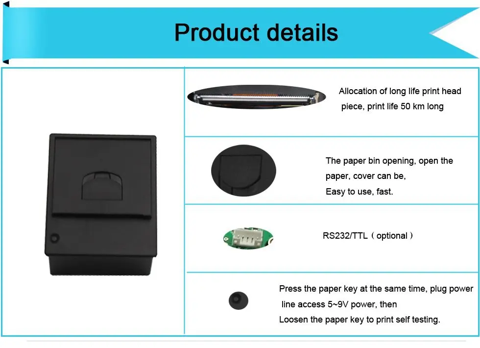 58 мм микро термальная панель для биллинга чековый принтер TTL + USB интерфейс |