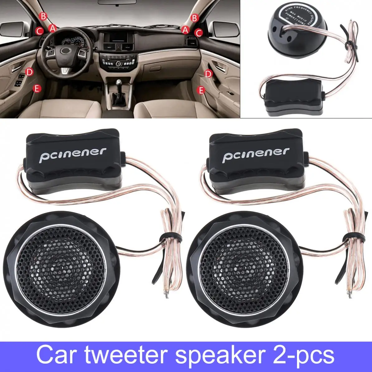 

2023 2pcs 150W Durable Universal High Efficiency Mini Dome Car Tweeter Speakers for Car Audio System