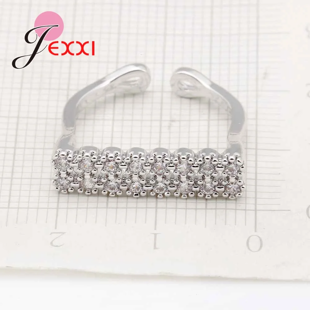 

Original 925 Sterling Silver Open Rings For Women Fashion Clear Cubic Zirconia Wedding Party Finger Ring Engagement Ring