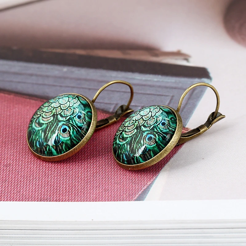 Peacock round pendant earring for women bohemian ethnic drop earrings boho mujer moda bijoux hot fashion Franch Hook jewelry | Украшения и