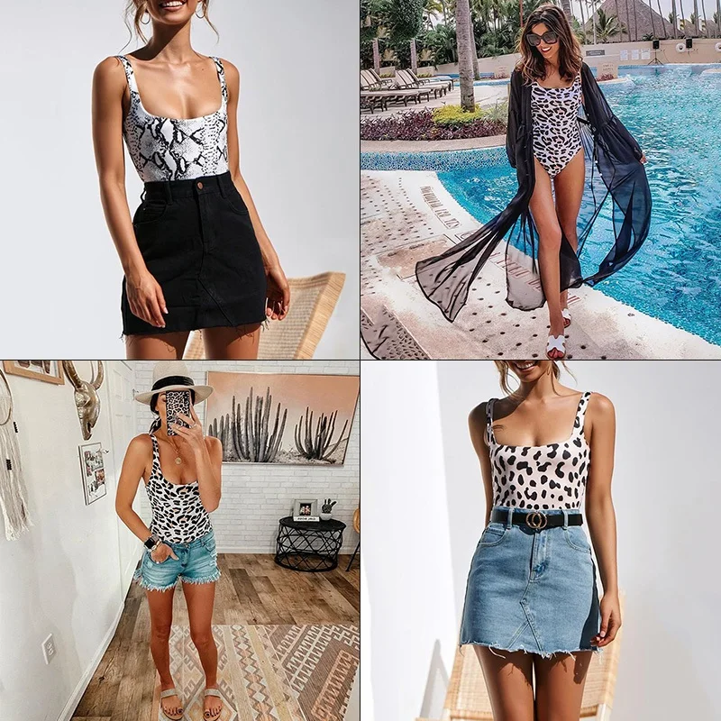 2019 Леопардовый принт сдельный купальник сексуальный пуш ап монокини бант летний