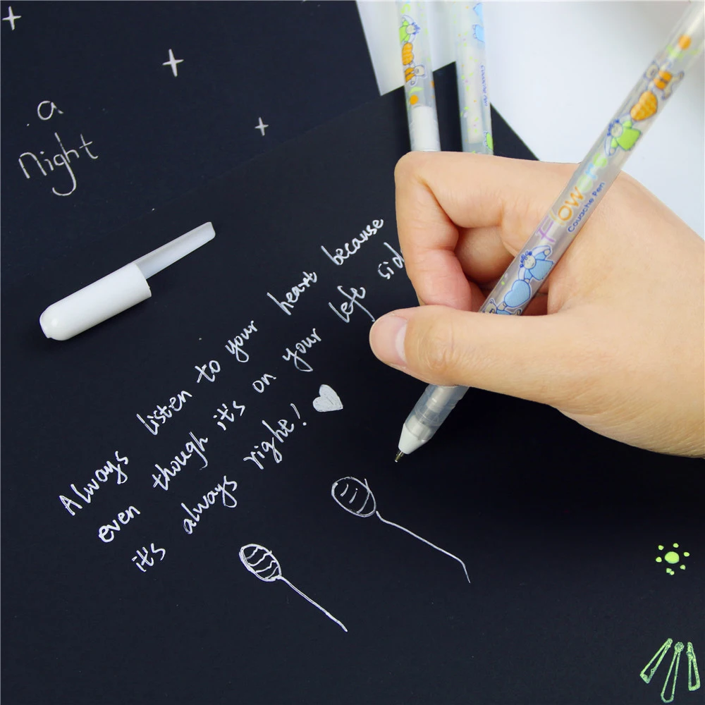 0.8mm Beautiful Cute Pen Unisex Gift For Kids White Ink Color Photo Album Gel Stationery Office Learning | Канцтовары для офиса и