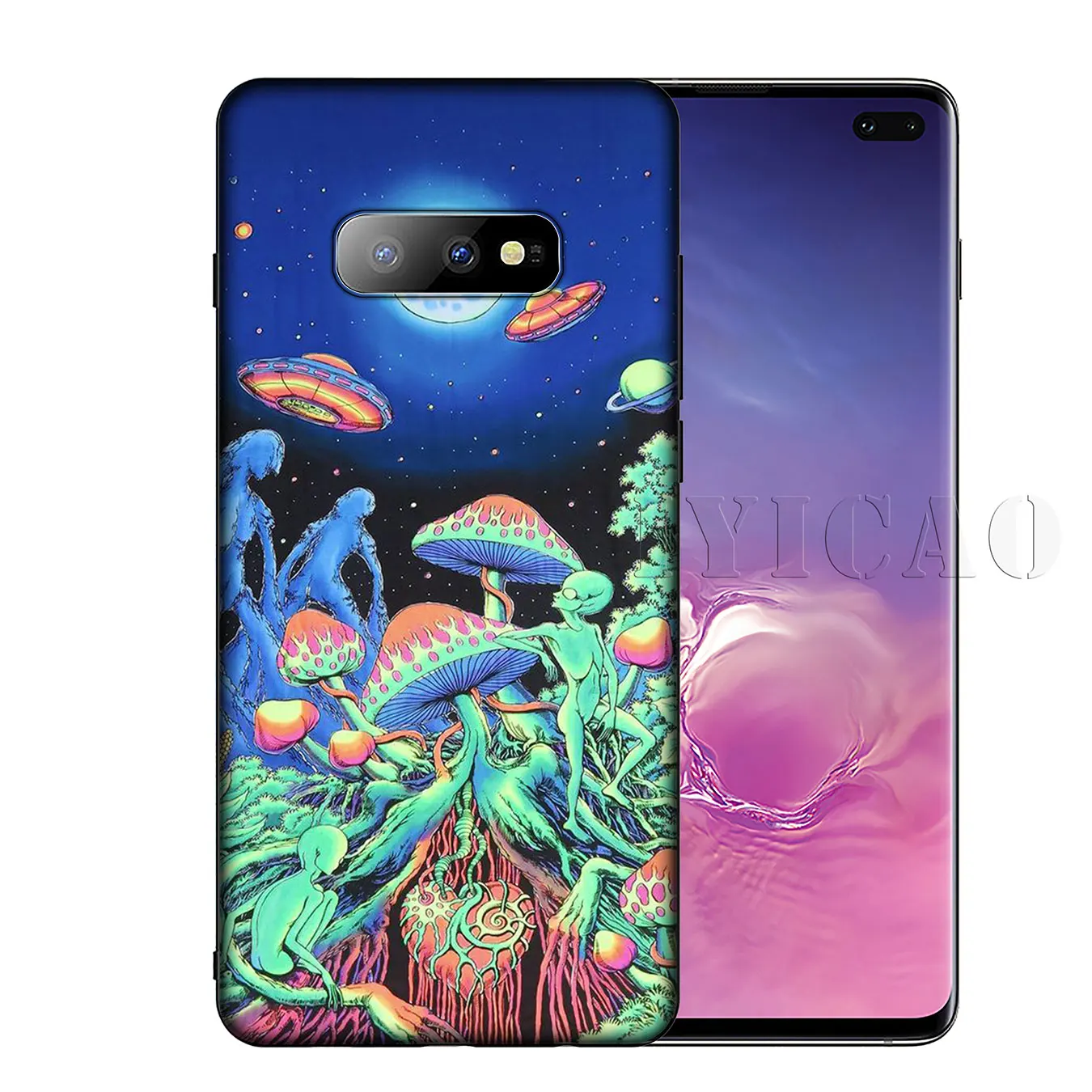 Trippy wall art Alien astronaut Soft Silicone Phone Case for Samsung Galaxy S20 Ultra S10 Lite S9 S8 Plus S6 S7 Edge S10e |