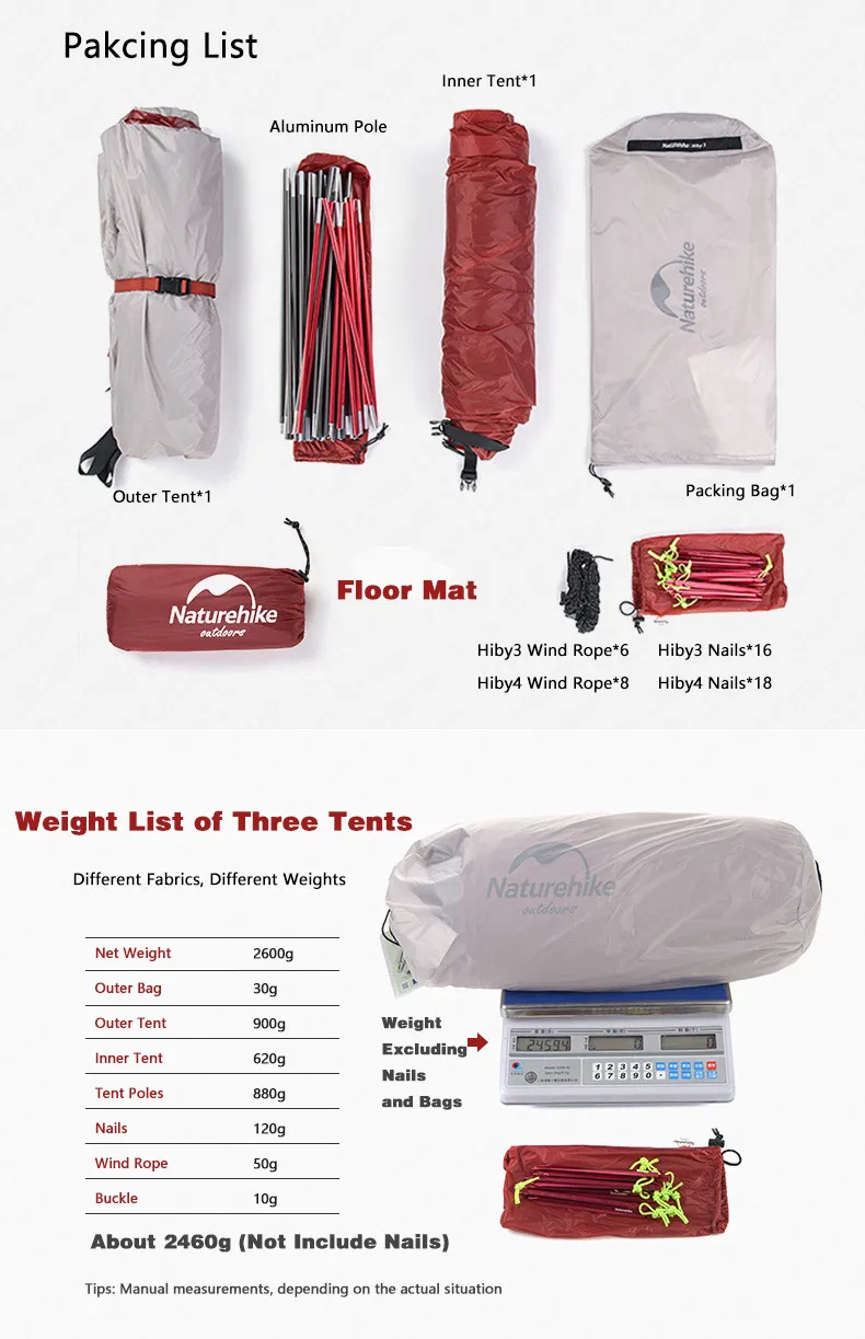 Naturehike уличная палатка Hiby Ultralight 3-4Persons двухслойная 4 сезонная семейная палатка 20D Силиконовая Водонепроницаемая палатка NH17K230-P