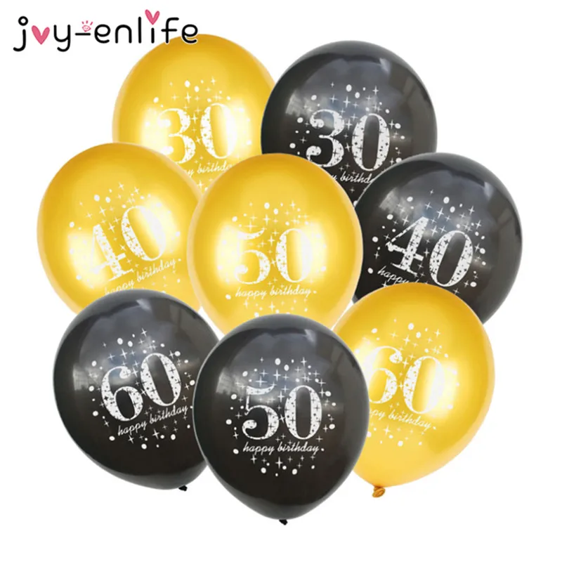 JOY ENLIFE воздушные шары с днем рождения 10 шт. 12 дюймов 30 40 50 60 лет для взрослых в