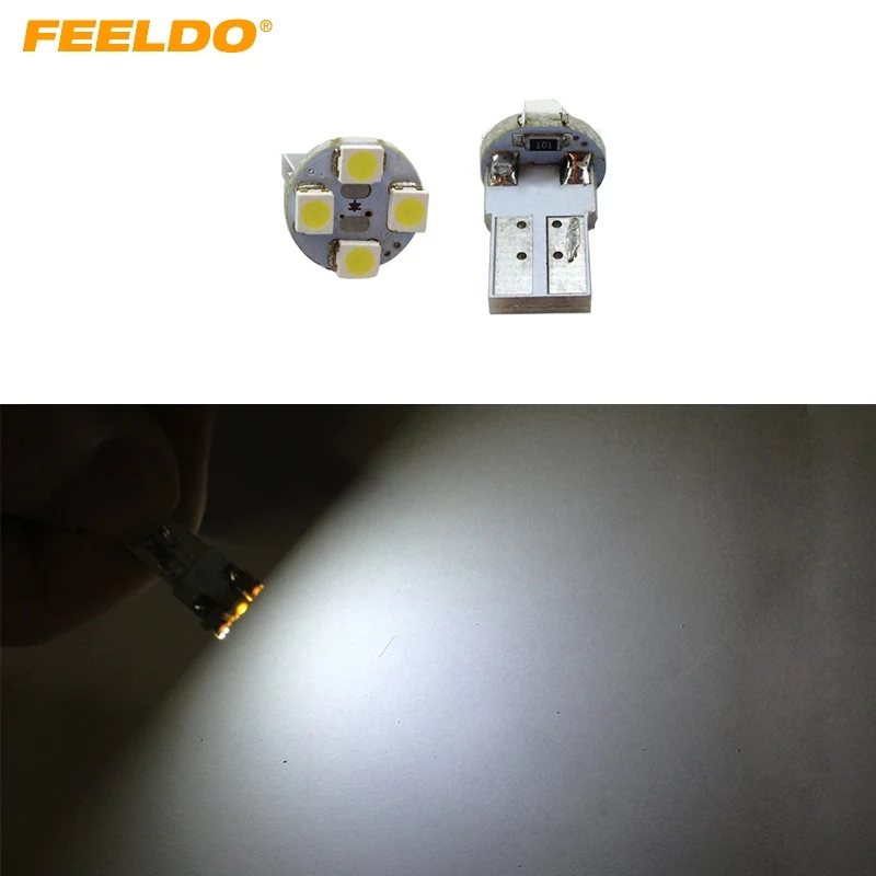 FEELDO 10 шт. супер белая безэлектродная вилка T10 168 194 1210/3528 4SMD клиновидная