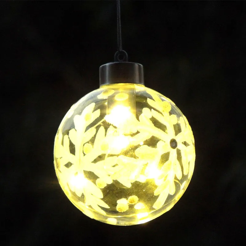 snowflake-lighting Диаметр = 8 см цветное освещение стеклянный Рождественский шар Серебряное Стекло глобус Рождественская елка украшения торговый центр Праздник Вечеринка Окно реквизит - Цвет: snowflake-lighting
