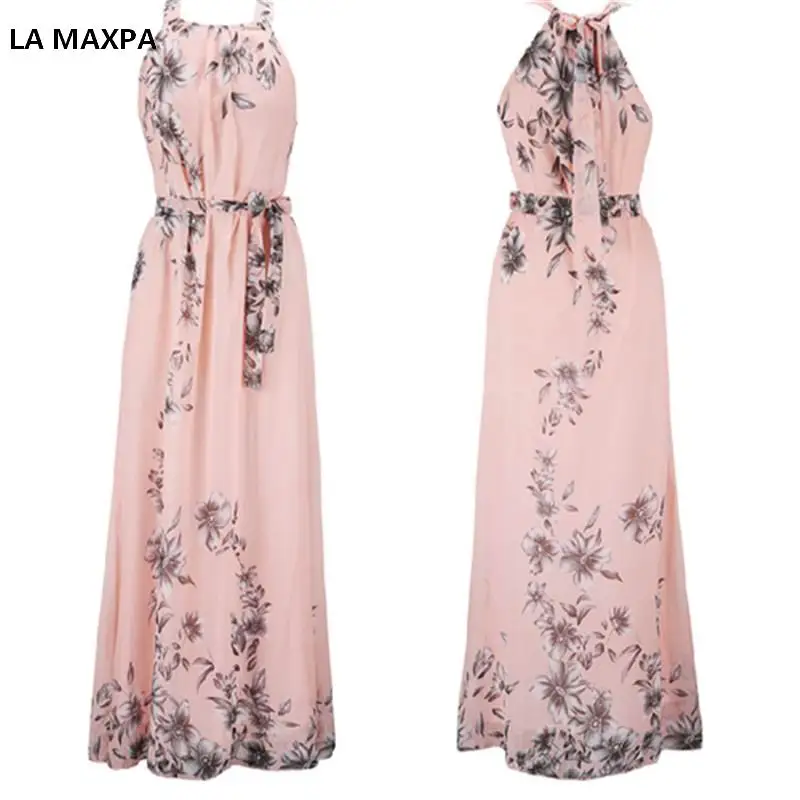 Пикантные летние платья Для женщин богема печати шифоновое платье пол Длина