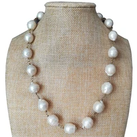 18 inches gold filled wire aa 15 20mm natural white baroque pearl necklace with toggle clasp