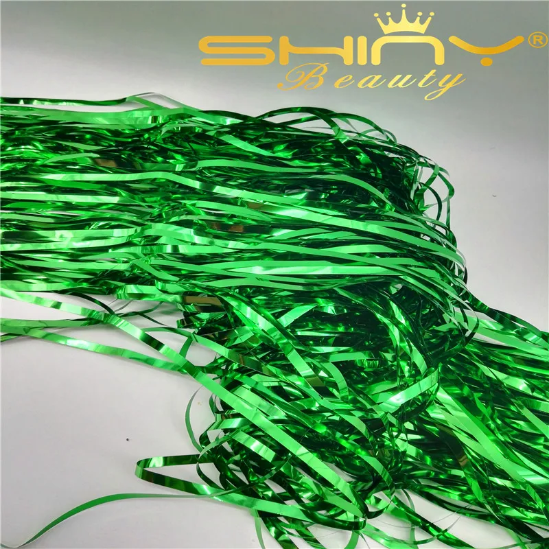 Shinybeauty Свадьба фольги бахрома Шторы 3x8ft green door окна партии для свадьбы украшения