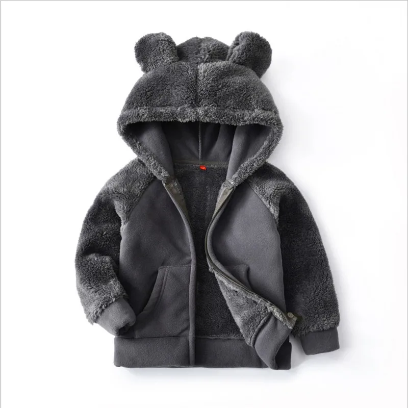 T1688 grey Новинка; одежда для маленьких мальчиков и девочек; зимние куртки; пальто из флиса; коллекция года; детские толстовки с капюшоном; Верхняя одежда для детей; Одежда для мальчиков и девочек - Цвет: T1688 grey