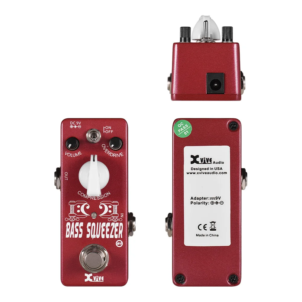 XVIVE B1 басовый соковыжималка, басовый компрессор, компрессионный эффект, педаль с регулятором громкости, контроль сжатия, True Bypass