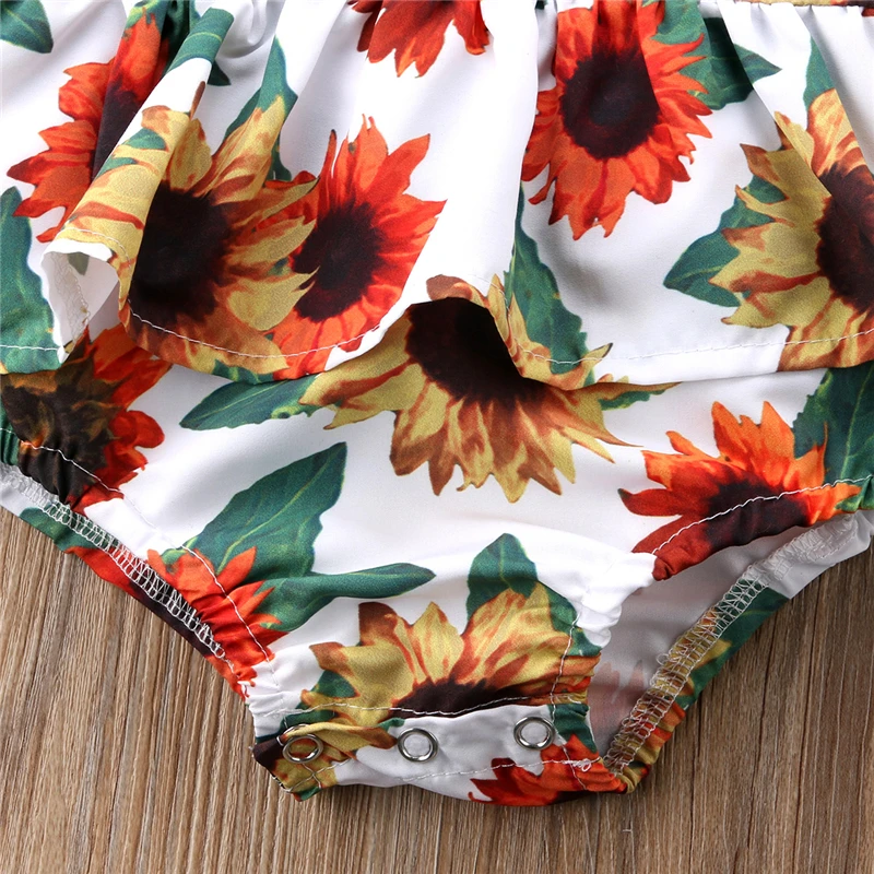 Pudcoco/милый боди с цветочным рисунком для маленьких девочек подсолнухом