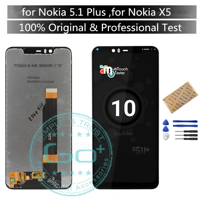 Оригинальный Для Nokia X5/5 1 Plus ЖК дисплей сенсорный экран для 5 дигитайзер сборка
