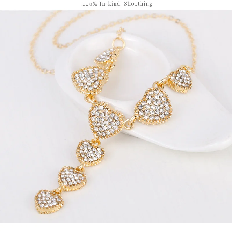 HC милый набор длинных ожерелий в форме сердца ювелирные изделия для девочек