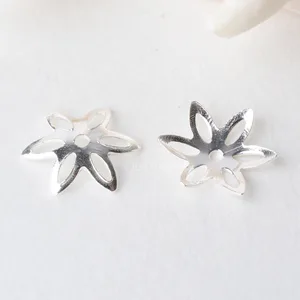 Твердая крышка из стерлингового серебра 925 пробы с цветами и шариками, круглые колпачки из стерлингового серебра, украшения своими руками из серебрадетали