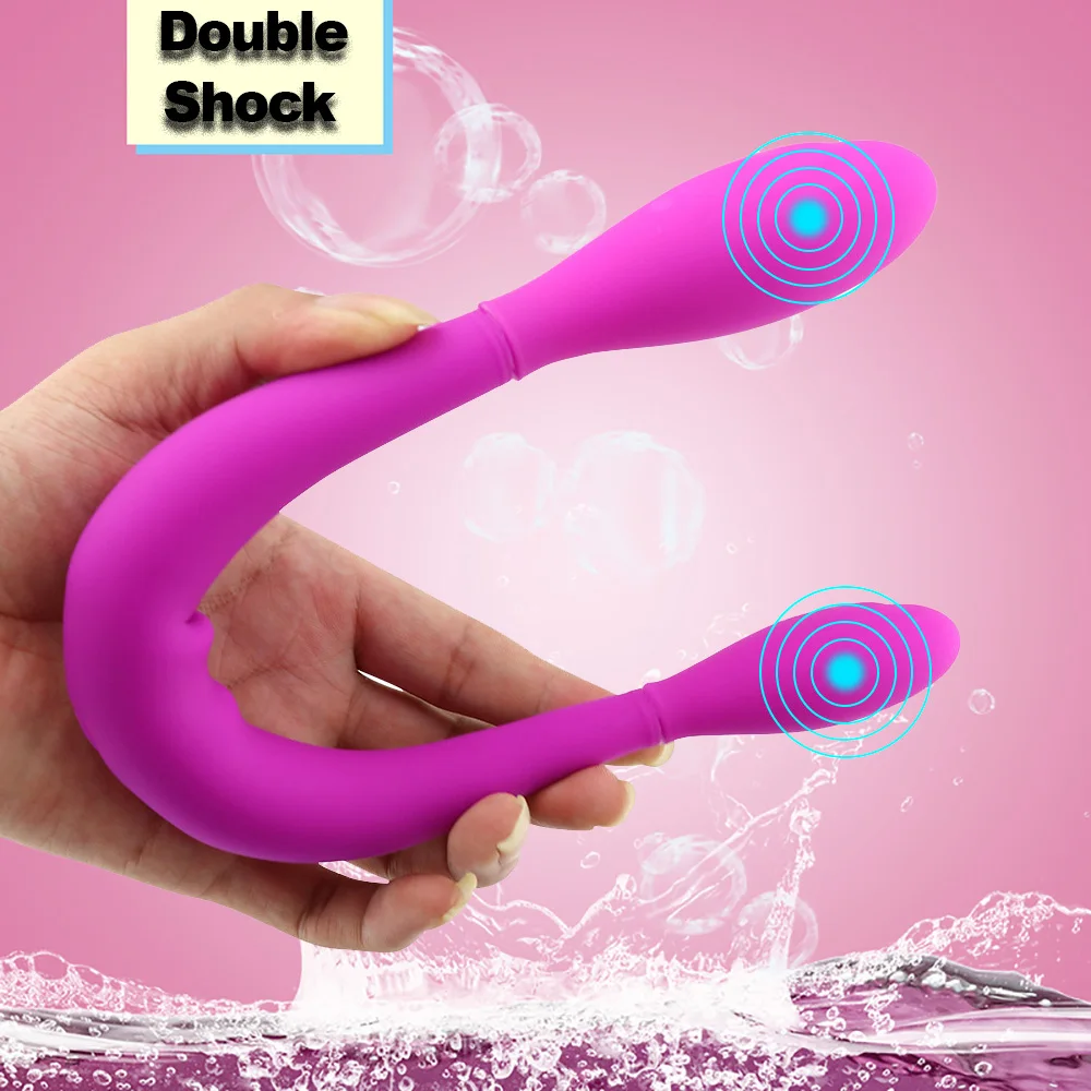 Женский Водонепроницаемый Double Shock фаллоимитатор зарядка через USB силиконовый