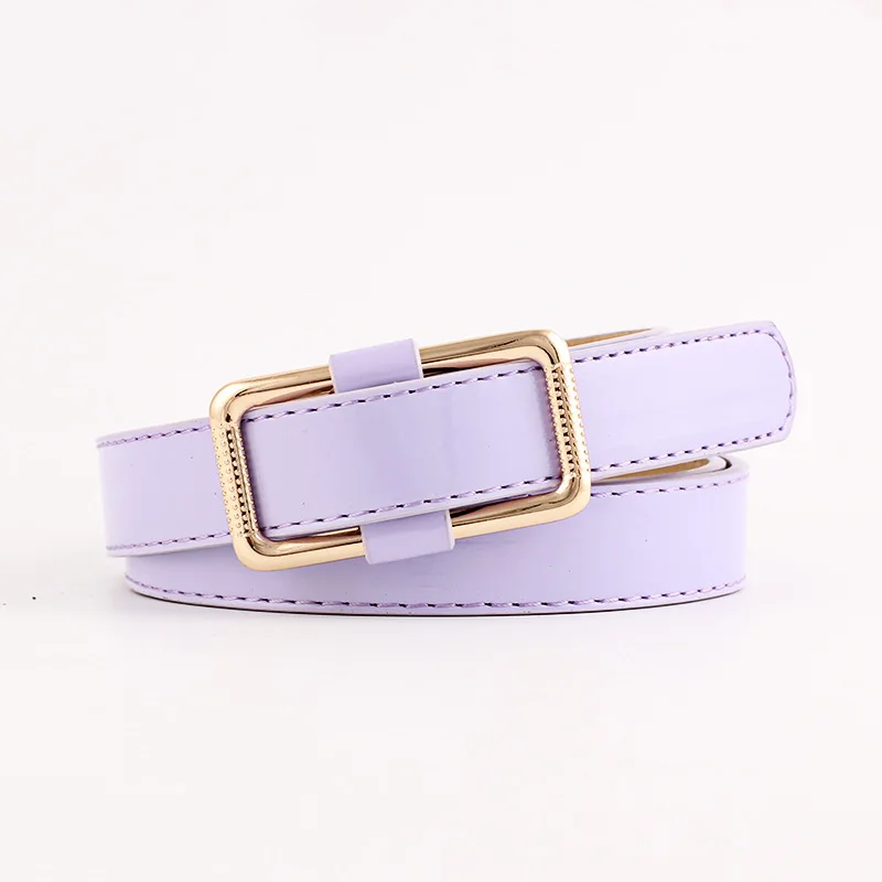 grey violet Женские ремни кожаный пояс Пояс для одежды аксессуары карамельный цвет металлическая пряжка Тонкий Повседневный ремень - Цвет: grey violet