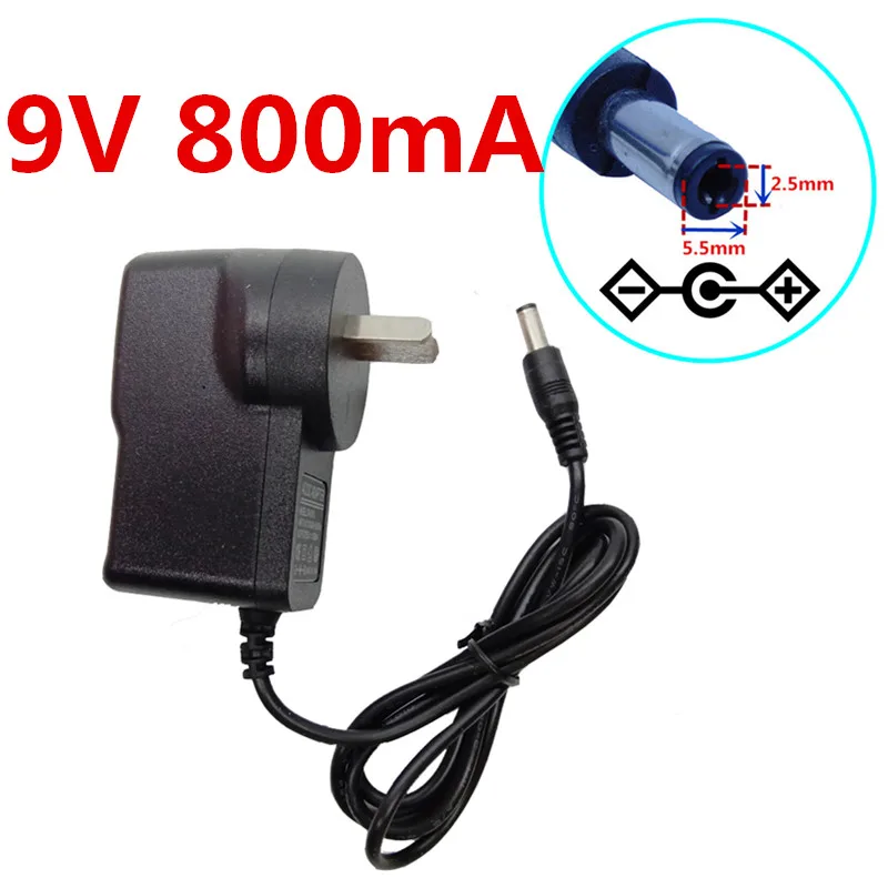 Универсальный DC мощность для DC 9 V 800mA импульсный источник питания адаптер переменного тока Европа США Великобритания Австралия вилка настенные адаптеры 5,5 мм* 2,5 мм