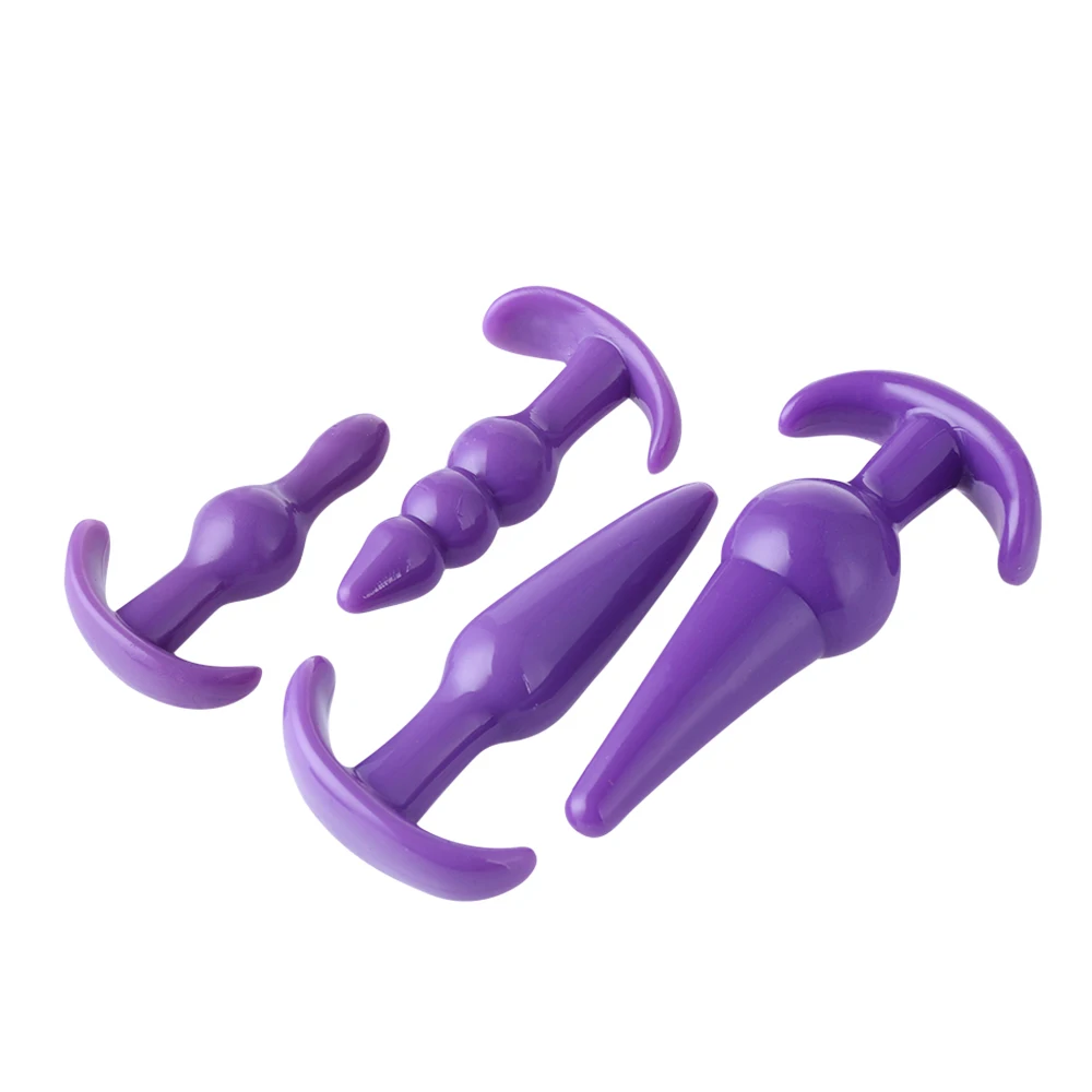4pcs Purple Silicone Anal Sex Toys Beads Butt Plugs Ball G-spot Female Masturbation Adult Products For Women |