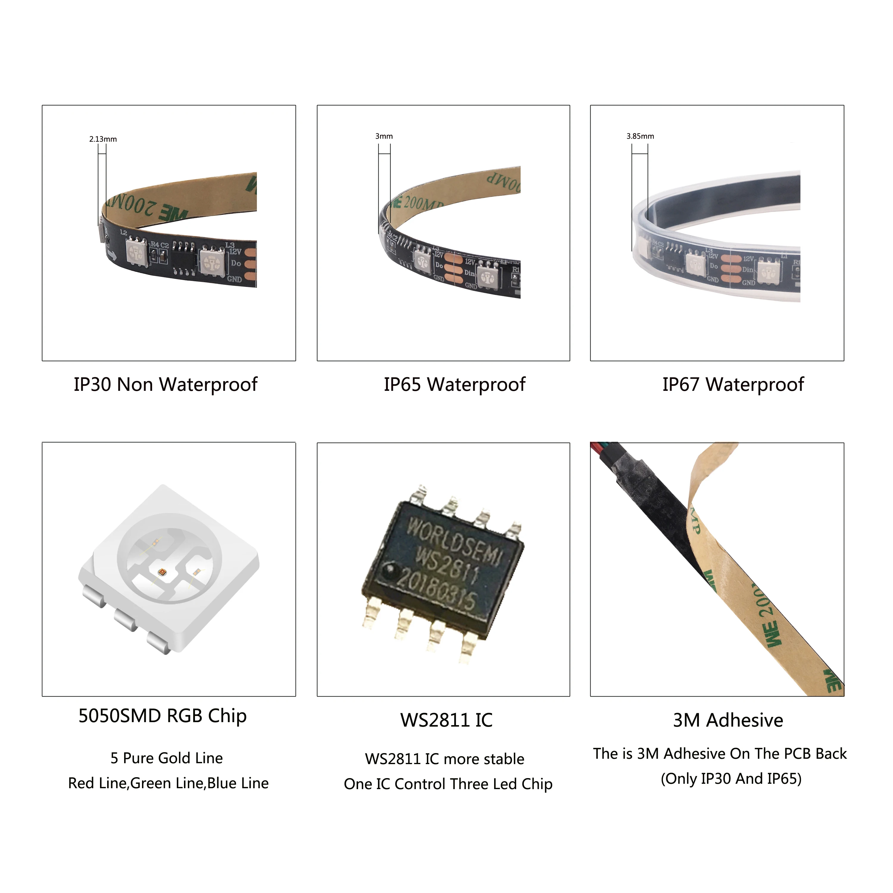 WS2811 светодиодная осветительная полоса 5050SMD RGB доступный 16703 интегральную схему