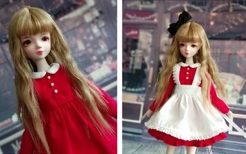 red 3 шт./компл. милый наряд горничной длинная, с коротким рукавом платье повязка на голову для blyth OB24, Azone 1/6 куклы аксессуары - Цвет: red