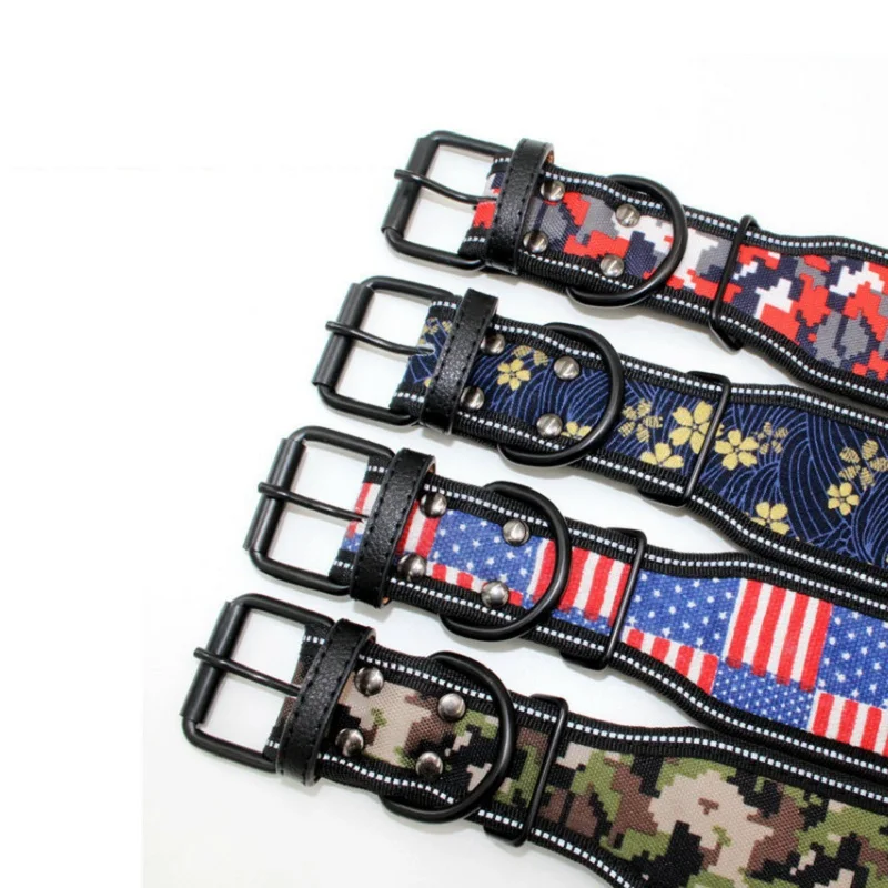 Reflective Dog Collar Light Night Safety Pet Supplies Cat Collars Accessories For Small and large Dogs printed | Дом и сад