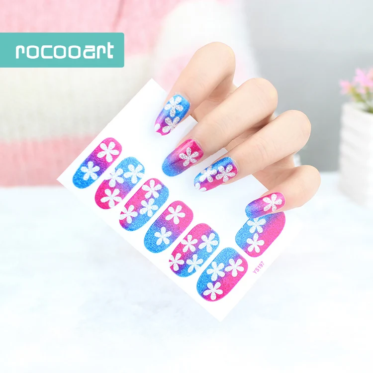 Наклейки для ногтей Rocooart девушек градиентные цвета наклейки цветные красивые
