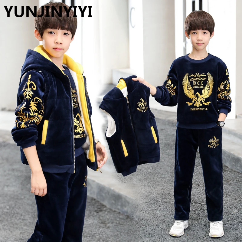YUNJINYIYI Children's Clothes For The Boy Sports Suit Three-piece autumn and winter Boys kids clothes |