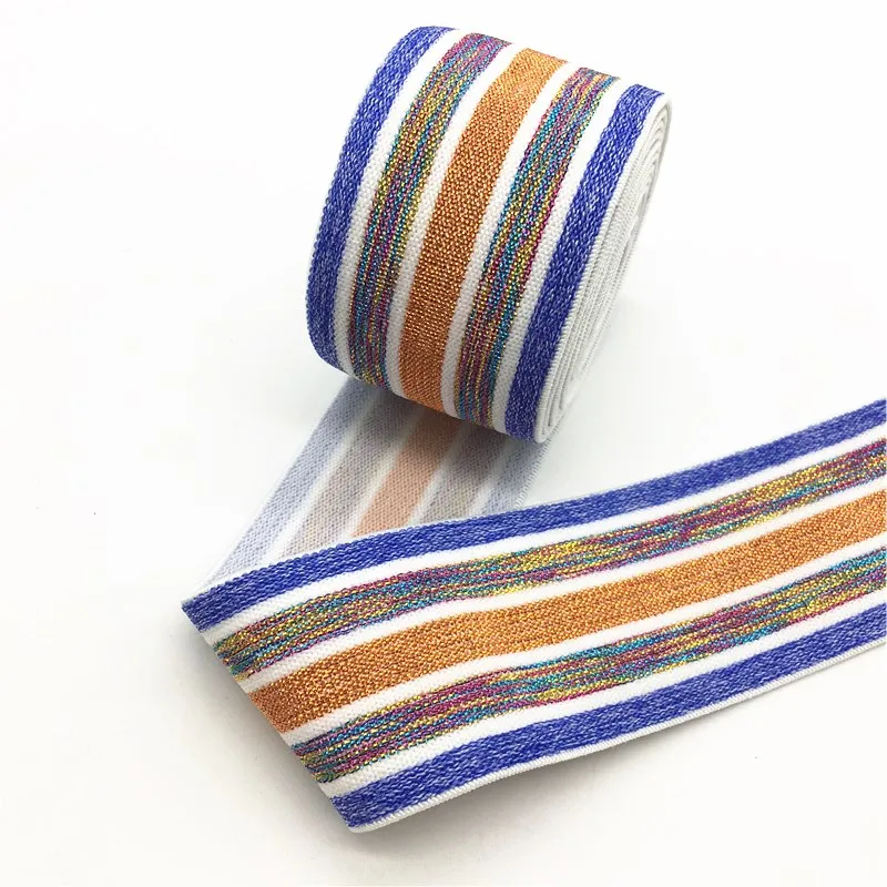 Striped 14 40 мм нейлоновая красочная резиновая резинка полосатые плечевые нижние ремни для тесьма для одежды Швейные DIY аксессуары для одежды 1 метр - Цвет: Striped 14