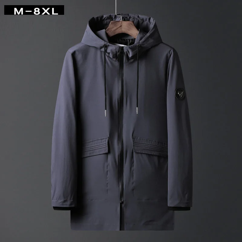 Большие размеры 4XL 5XL 6XL 7XL 8XL Мужская модная куртка с капюшоном и воротником