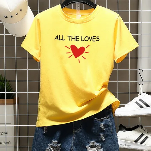 FAMINGKA/Летний Лонгслив для пары женская рубашка с принтом любовь футболки круглым