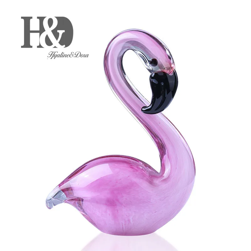Type 2 H& D муранский стиль искусство Стекло Фламинго статуэтка ручной выдувного животного сувенир Скульптура Подарок для любимого дома свадебное украшение(розовый - Цвет: Type 2