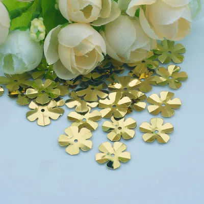 

300 шт./лот Цветочные Блестки 20 мм, украшение из ПВХ, шитье «сделай сам», Свадебное Ремесло, Скрапбукинг для одежды, светло-золотистый