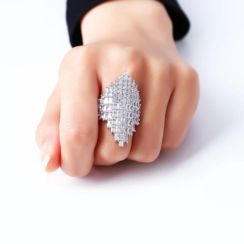 OCESRIO уникальный дизайн кольцо для женщин серебро Цвет сращивания цирконием