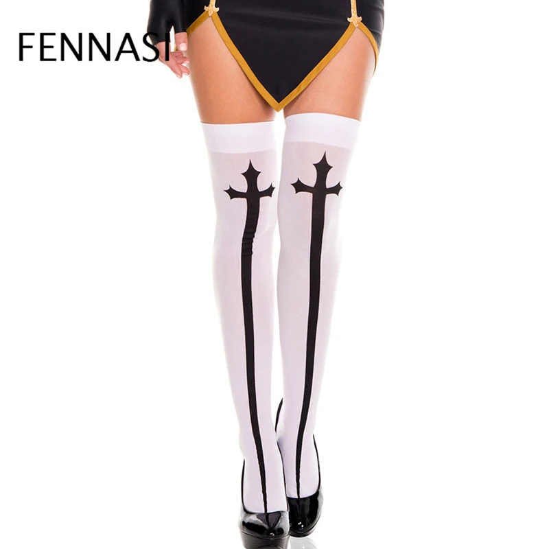 

FENNASI 2018 Halloween women stockings sexy cosplay printing Pantyhose Ultrathin elastic Breathable Hosiery Meias Sukkahousut