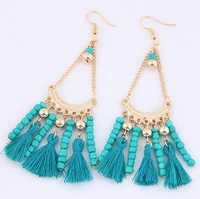 nanbo bohemian earring for women alloy maxi trendy beads tassel long druzy earring stud earrings mx1195