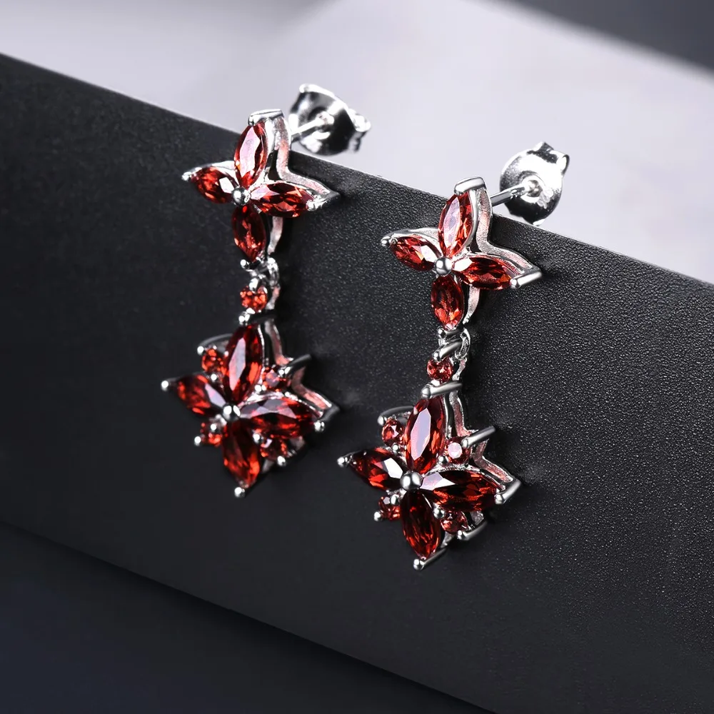 Женские серьги гвоздики в виде граната Hutang Элегантные классические красные из