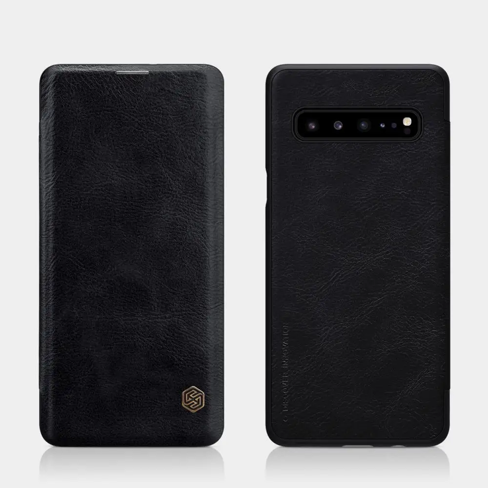 for samsung galaxy s10 5g phone case nillkin vintage qin flip cover pu leather case pc plastic back case for galaxy s10 5g free global shipping