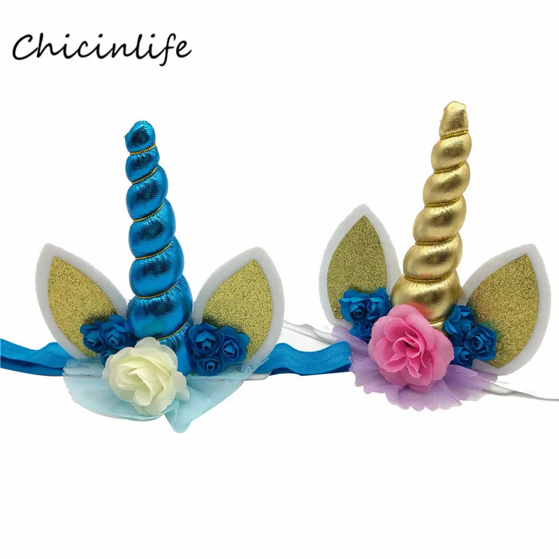 Chicinlife 1 шт. Единорог угловой цветок повязка на голову для девочки мальчик праздничный колпак детский душ 1 день рождения украшение Единорог Вечерние
