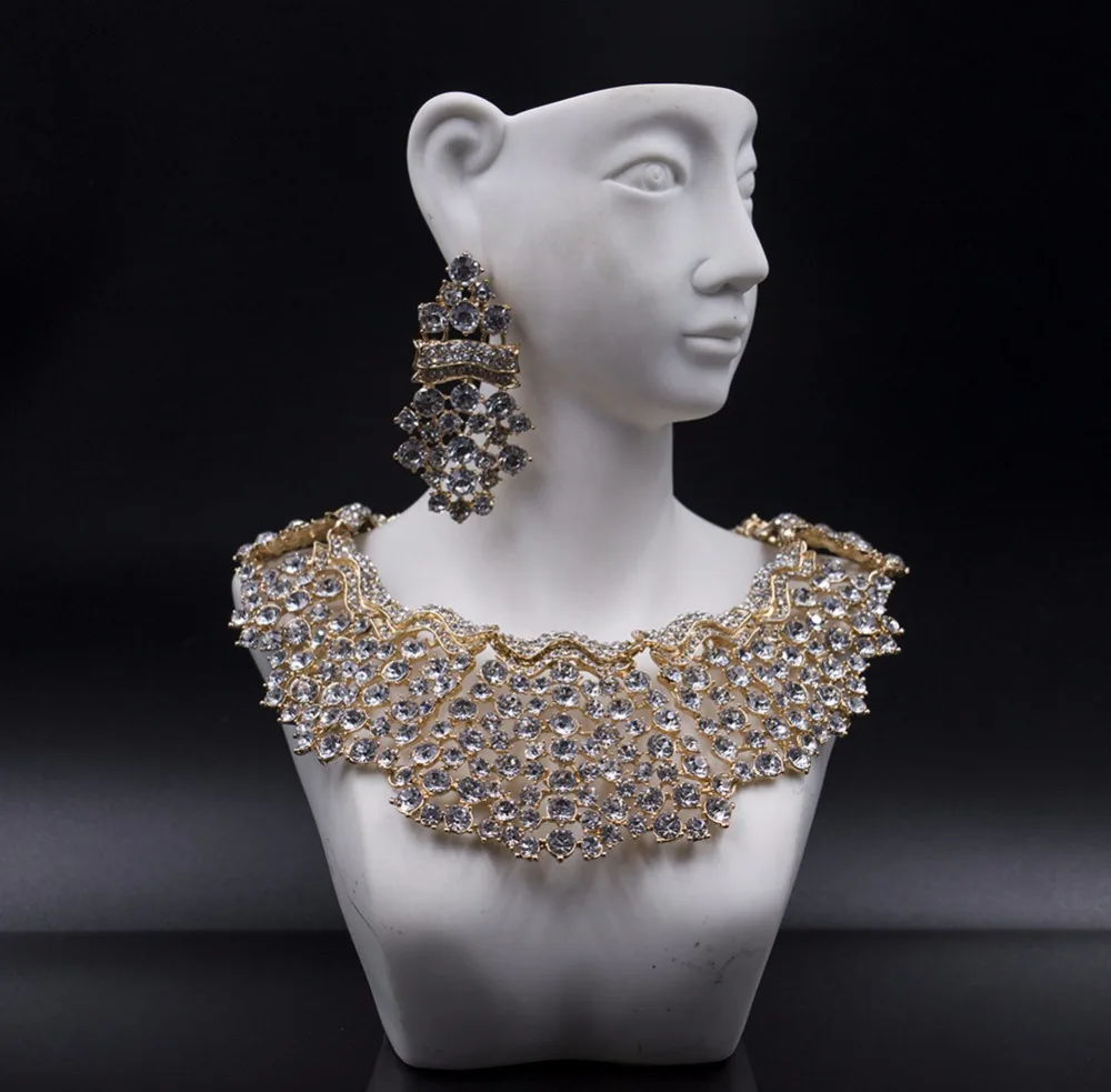 Женский Свадебный комплект из колье и серёг с кристаллами|necklace earring|wedding jewelrynecklace