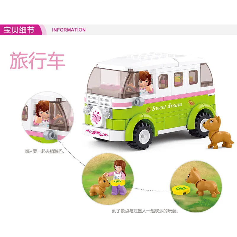 Совместимы с оригинальными конструкторами SLuban Building Friends Station Wagon Blocks Dream Series 0523