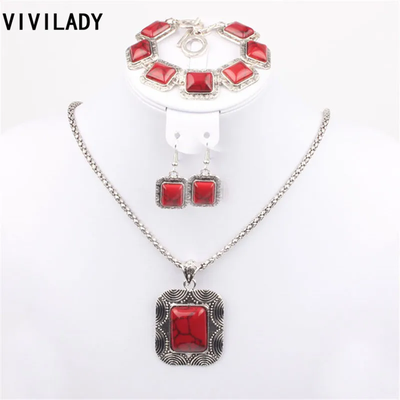 Женский винтажный комплект ювелирных изделий VIVILADY из 3 предметов серебряное