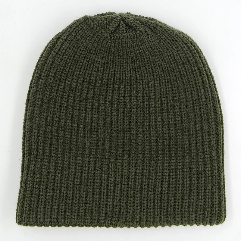 Модные Вязание Кепки Армейский зеленый трикотажные взрослых капот s осень зима