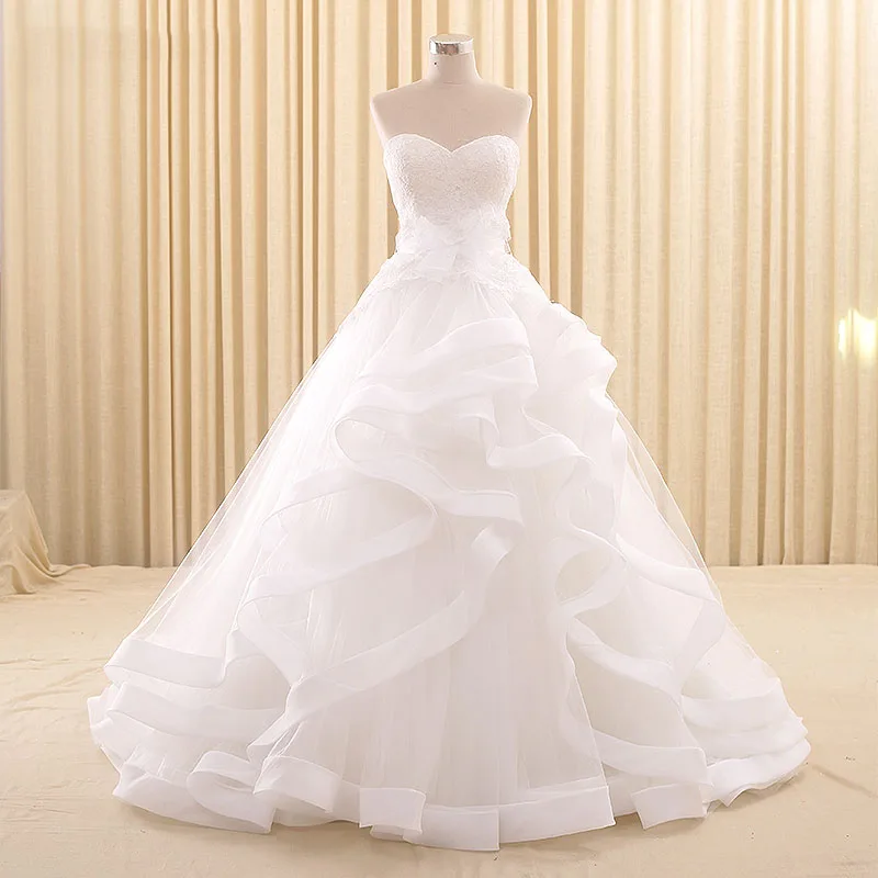 RSM66209 Vestidos Para Casamento Милая Тюль развертки поезд бальный наряд кружевные летние