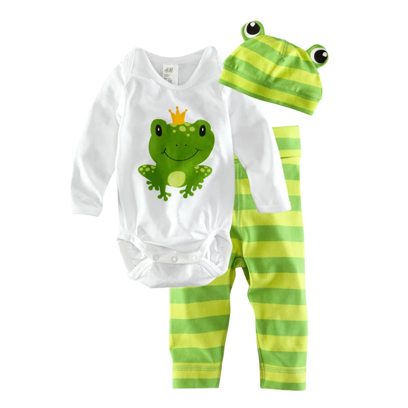 2017 Cute Baby Clothing Set Cotton Rompers + Pants Hat Suits Cartoon Animal Long Sleeve Newborn Infant Girls Boys Clothes | Детская